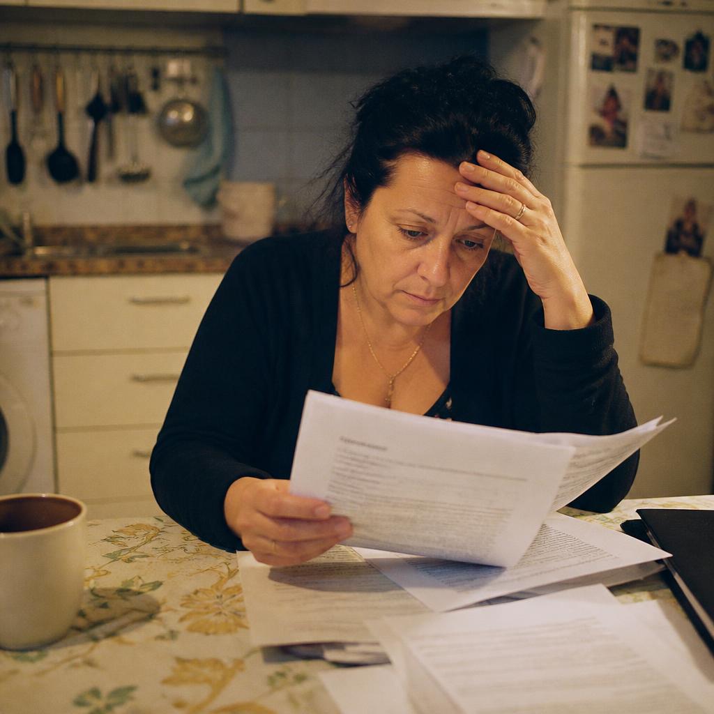 Persona in difficoltà con documenti immobiliari